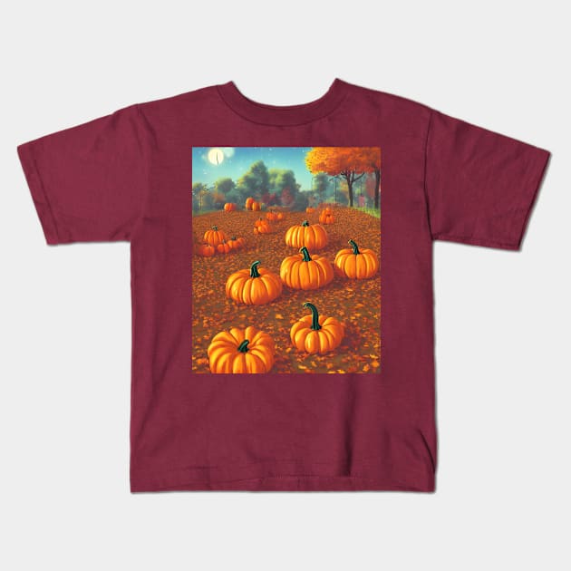 Pumpkin Patches All Over The Place in the Autumn Season Kids T-Shirt by DaysuCollege